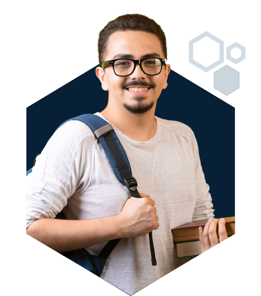 Medical student with backpack