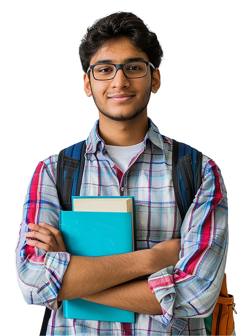 Student with checkered shirt.
