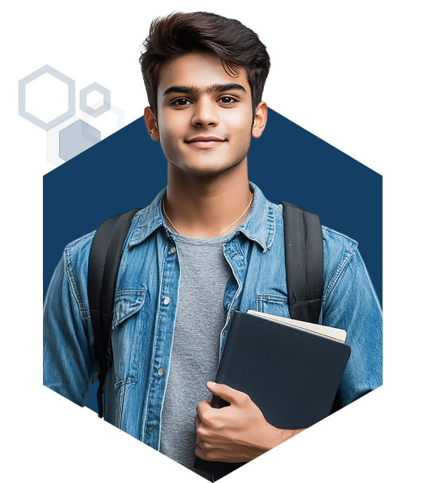 College student holding a folder.