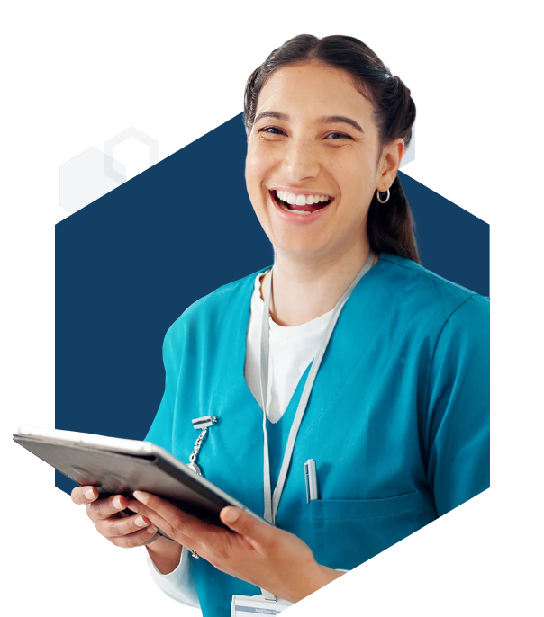 Medical student holding a clipboard.