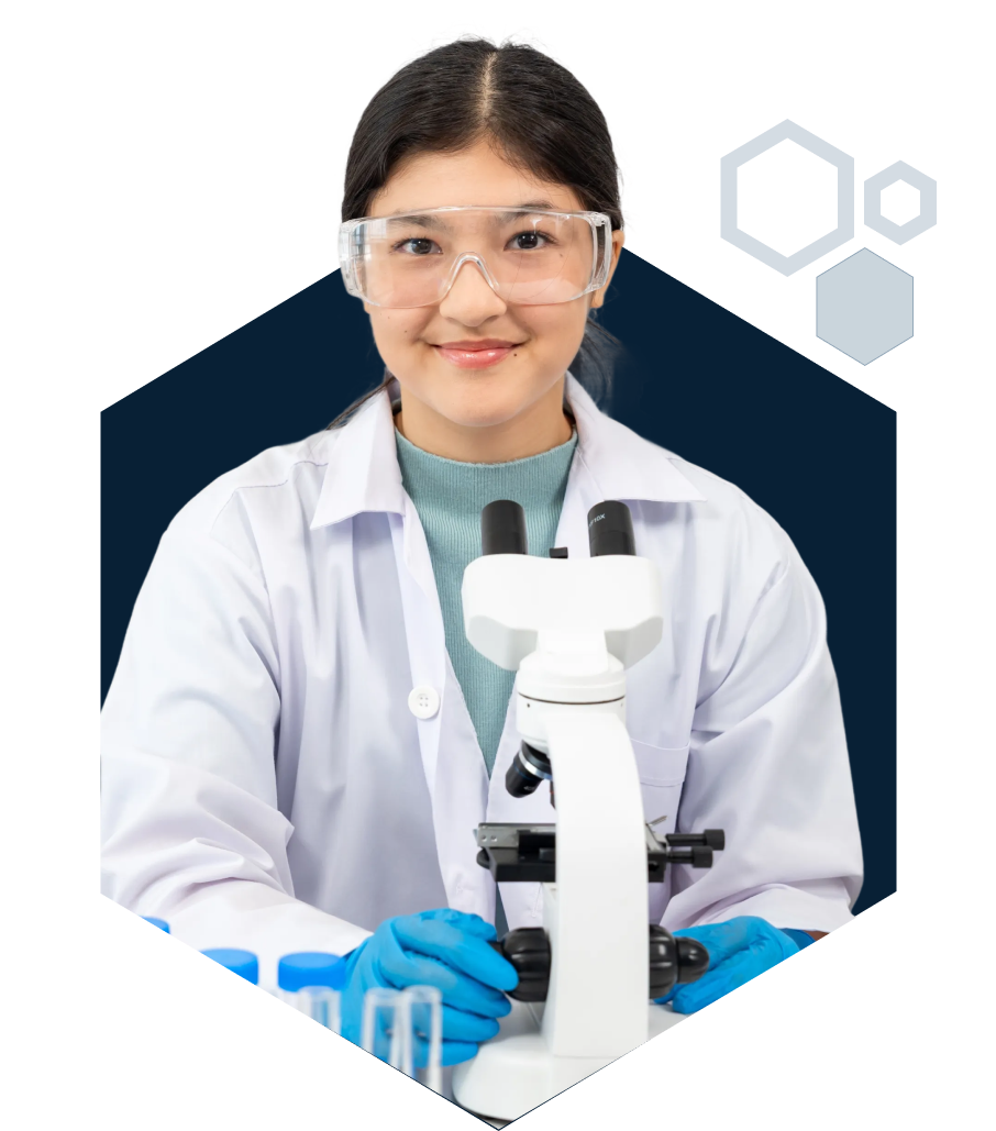 High schooler with microscope 