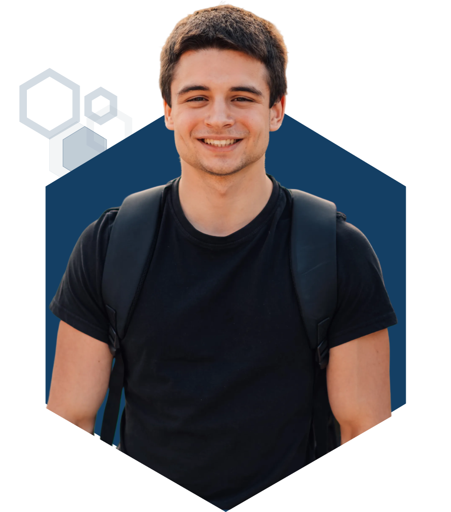 Young man with a backpack