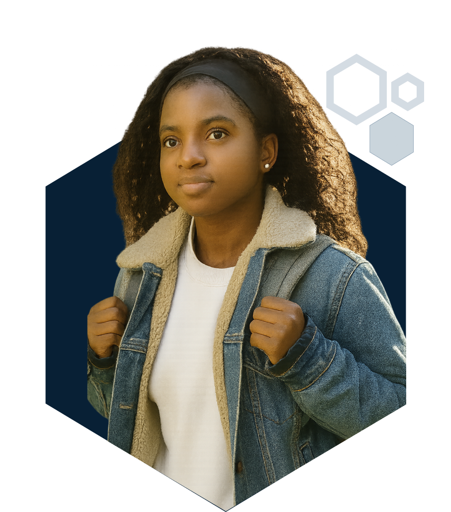 High school student with a backpack